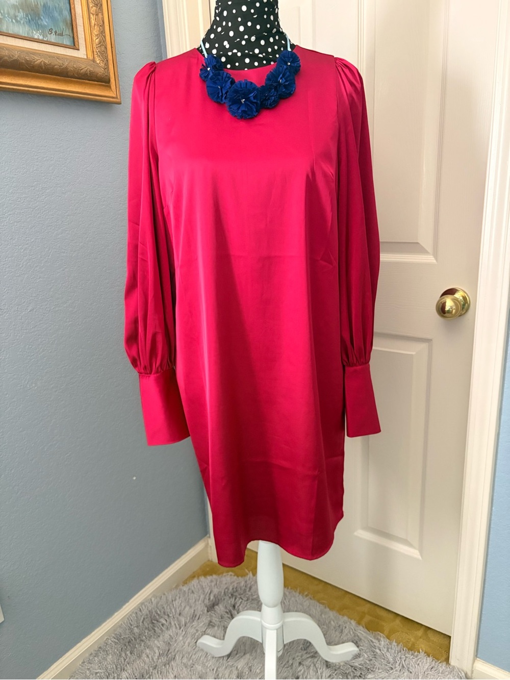 Banana Republic Bright Fuchsia Long-Sleeve Shift Dress